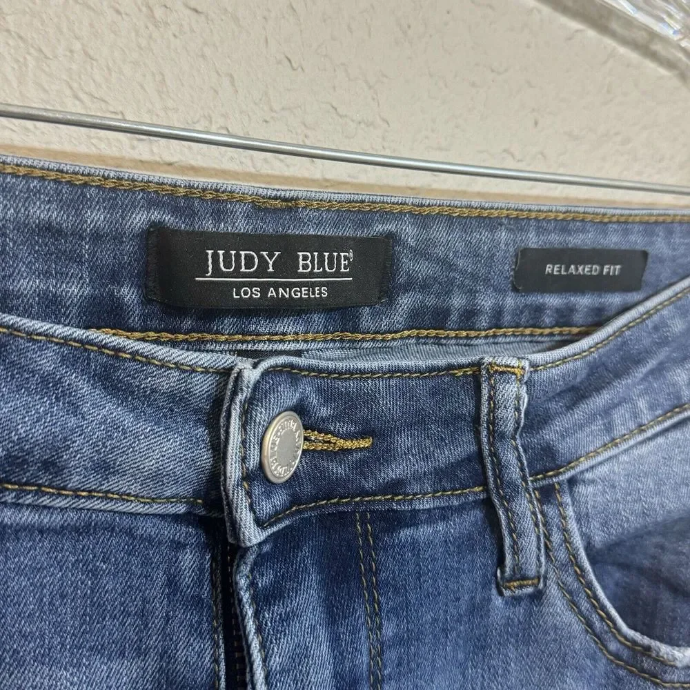 Judy Blue Jeans Womens 32 Blue Denim Relaxed Fit‎ Mid-Rise Skinny Crop